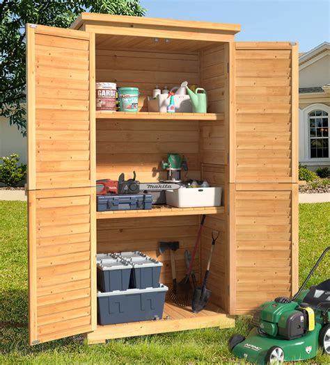 outdoor vertical storage with shelves